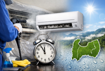 富山県のエアコンクリーニング作業イメージ