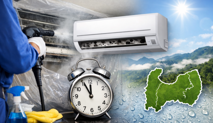 富山県のエアコンクリーニング作業イメージ